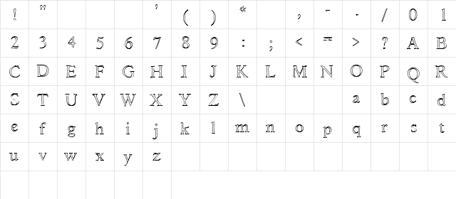 AshaOutline Regular  glyph index