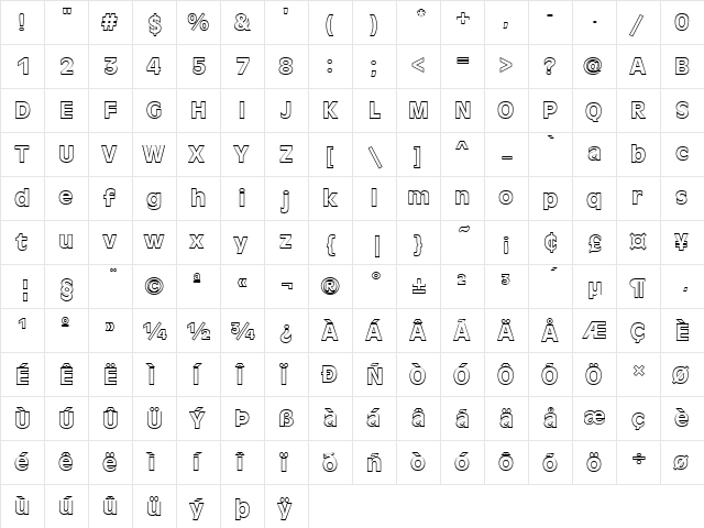FZ BASIC 1 HOLLOW Normal  glyph index