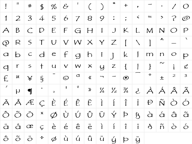 Di Murphic Full Regular  glyph index
