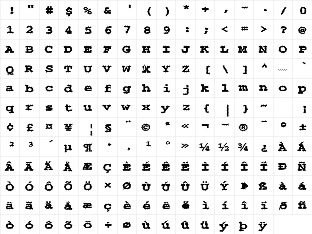 ChiselSpikedExtended Normal  glyph index