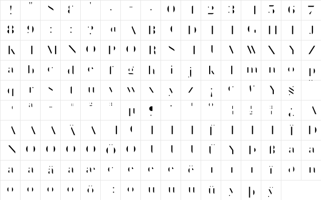 Geotica Four Fill  glyph index