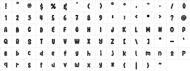 Blendstripe Regular  glyph index