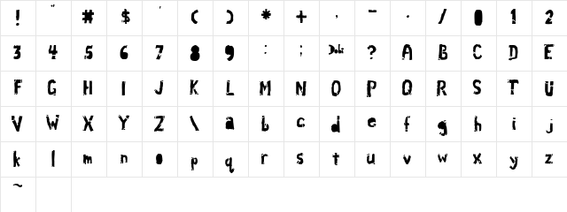 Ass Crack Regular  glyph index
