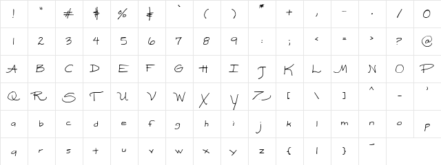 cathy Regular  glyph index