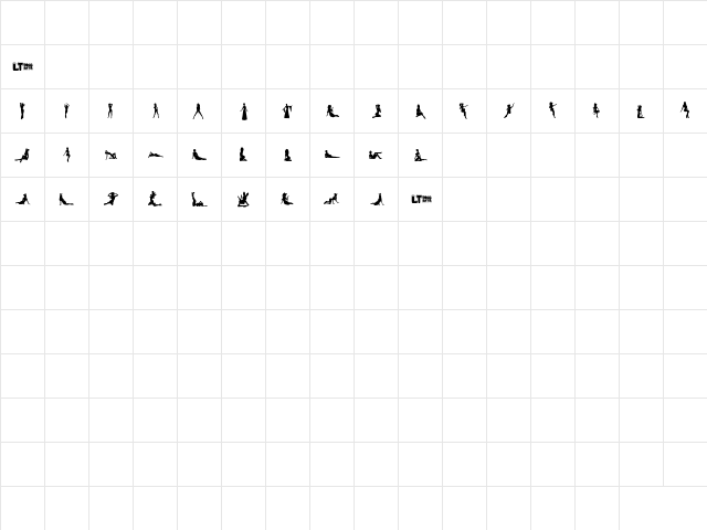 Silhouettes from Poser LT Regular  glyph index