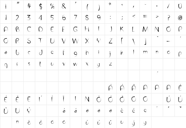 FontPenetration Regular  glyph index