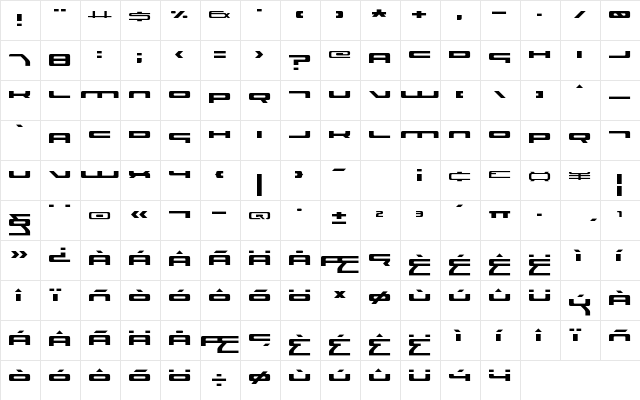 Surgeon Regular  glyph index