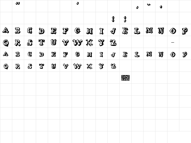 GanglyDisplayCaps Bold  glyph index