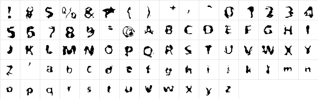 BurnOut Regular  glyph index