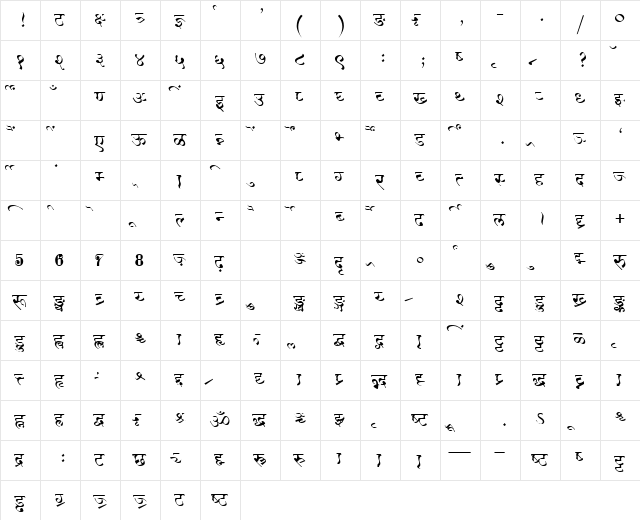 AkrutiDevIshwar Normal  glyph index