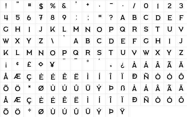 Labor Union Regular  glyph index