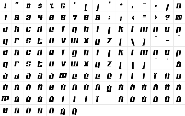 Kitchen police Regular  glyph index