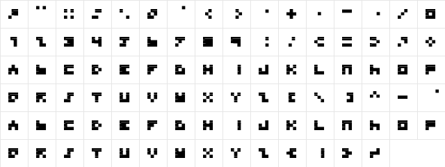 BD TINYFONT Regular  glyph index