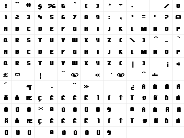 Oliver'sBarney Regular  glyph index