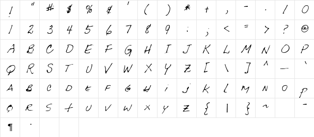 Givens Regular  glyph index