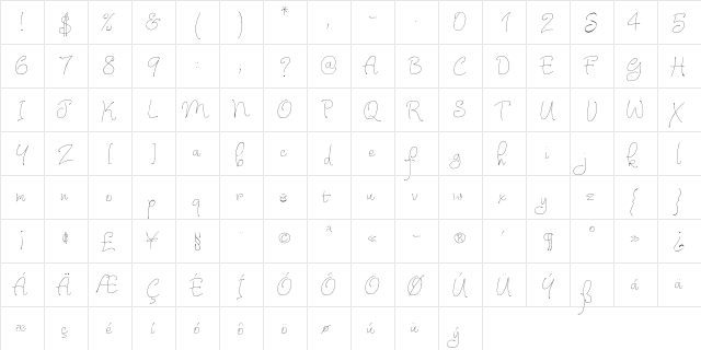 JulietroseStd Regular  glyph index