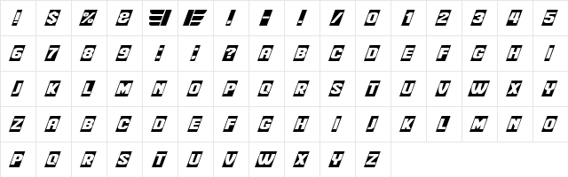Flight 21 Regular  glyph index