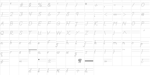 DN Manuscript Dots Arr Rules Regular  glyph index
