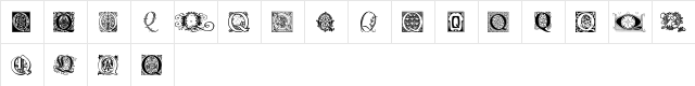 Ornamental Initials Q Regular  glyph index