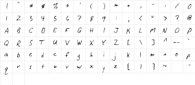 Mack Regular  glyph index