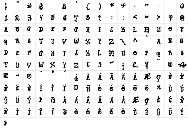 Newt Juice Fill  glyph index