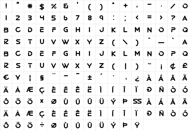 DressingForLess Beta Regular  glyph index