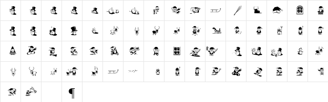 Xmas Modern  glyph index