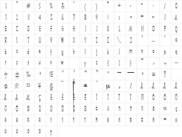 MirageOpen Regular  glyph index
