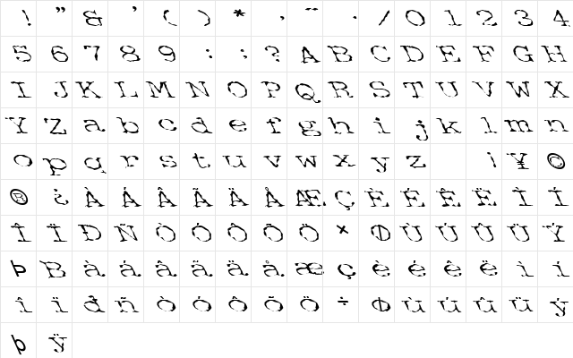 FZ WACKY 34 LEFTY Normal  glyph index