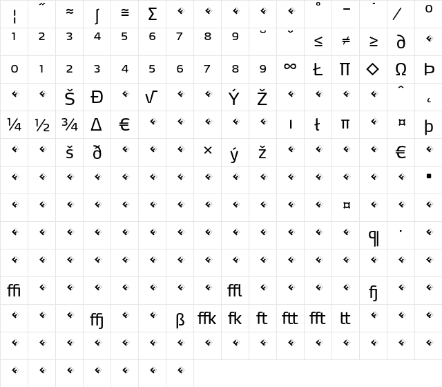 Max-RegularExpert Regular  glyph index