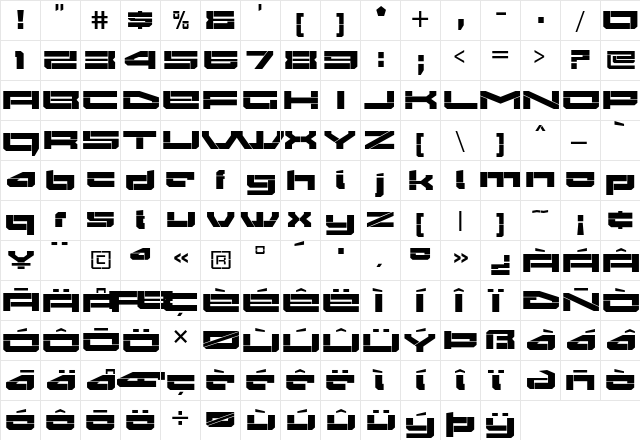 Gendouki Regular  glyph index