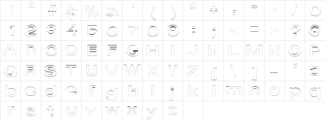 AverageOutline Regular  glyph index