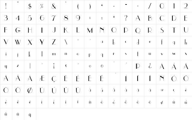 Downside Regular  glyph index