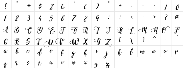 Perfume Classic Demo Version Regular  glyph index