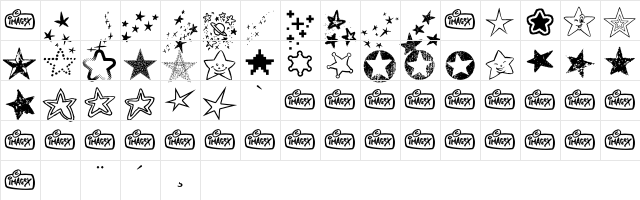 Starz Regular  glyph index