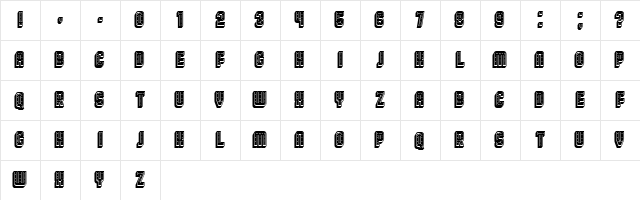 Broadway 3D Filled Regular  glyph index