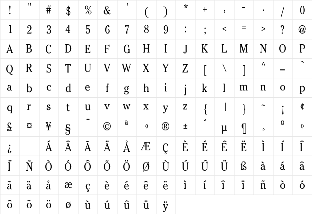 Chelsea-Normal Regular  glyph index