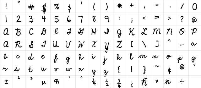 FG Julia Regular  glyph index