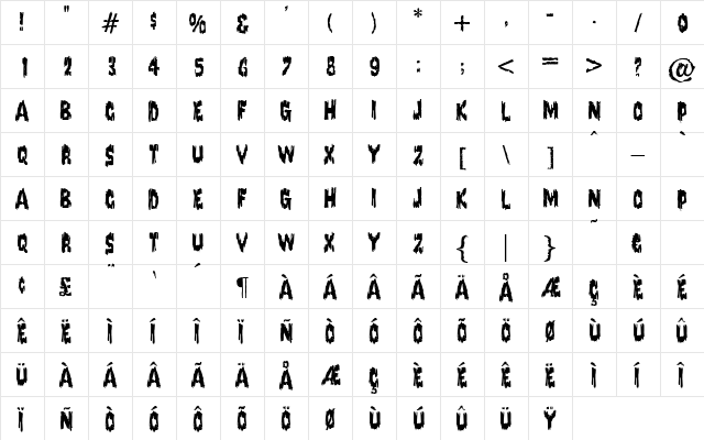 Stolzenfels Regular  glyph index