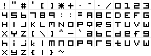 Digitalix Regular  glyph index