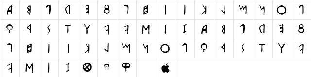 Etruscan Regular  glyph index