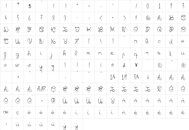 Badiane Regular  glyph index