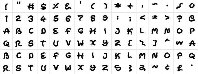 Snake Chan Regular  glyph index