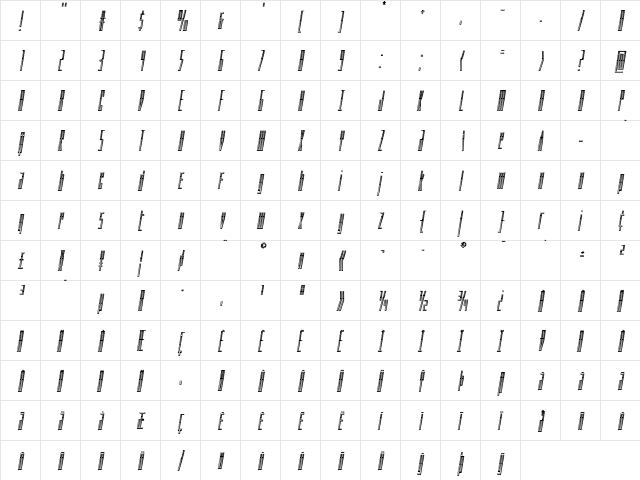 Phantacon Chrome Italic Italic  glyph index