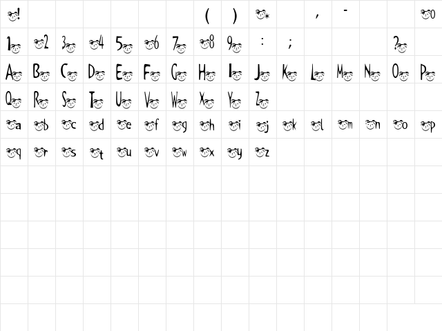 t-kuma2 Font Regular  glyph index