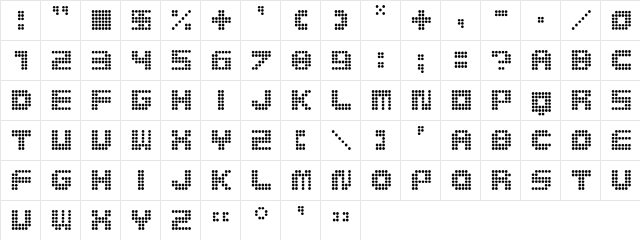 BDMedLed Regular  glyph index