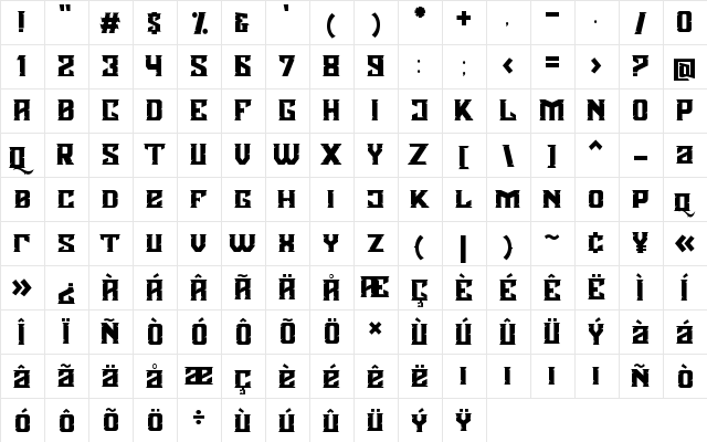 Agnostic Regular  glyph index