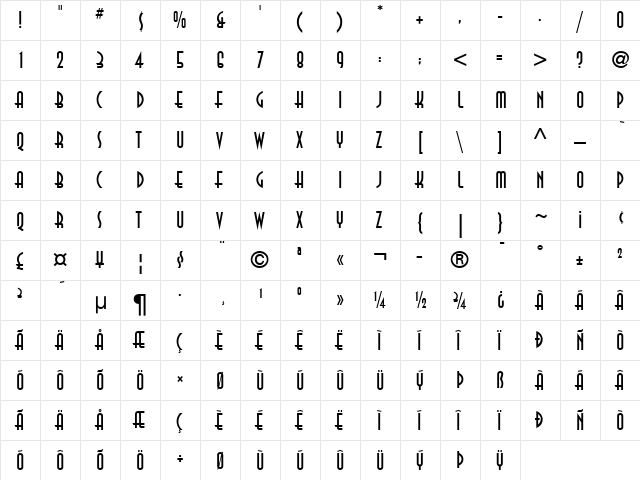 ITCAnna Roman  glyph index