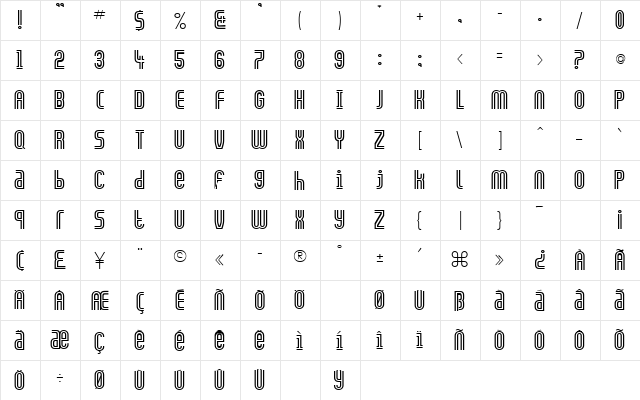 Galledis Regular  glyph index