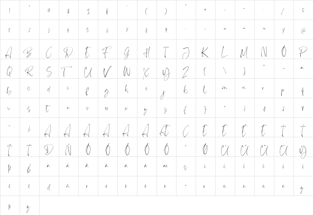 Bintaro Regular  glyph index